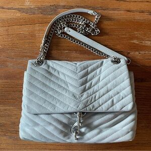 Rebecca Minkoff light Gray Eddie Quilted Crossbody Shoulder Bag